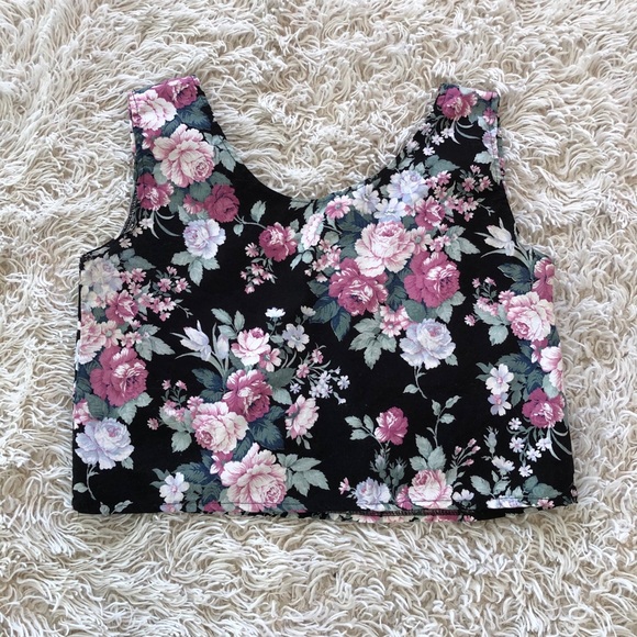 Vintage rose print crop top - Picture 2 of 2